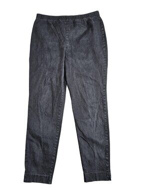 Faded Glory Tapered Jeans Womens XL Gray Charcoal Wash High Rise Pull On Stretch